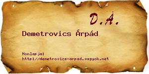 Demetrovics Árpád névjegykártya