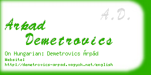 arpad demetrovics business card