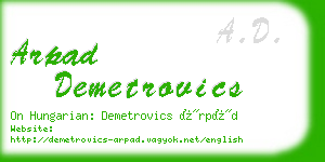 arpad demetrovics business card